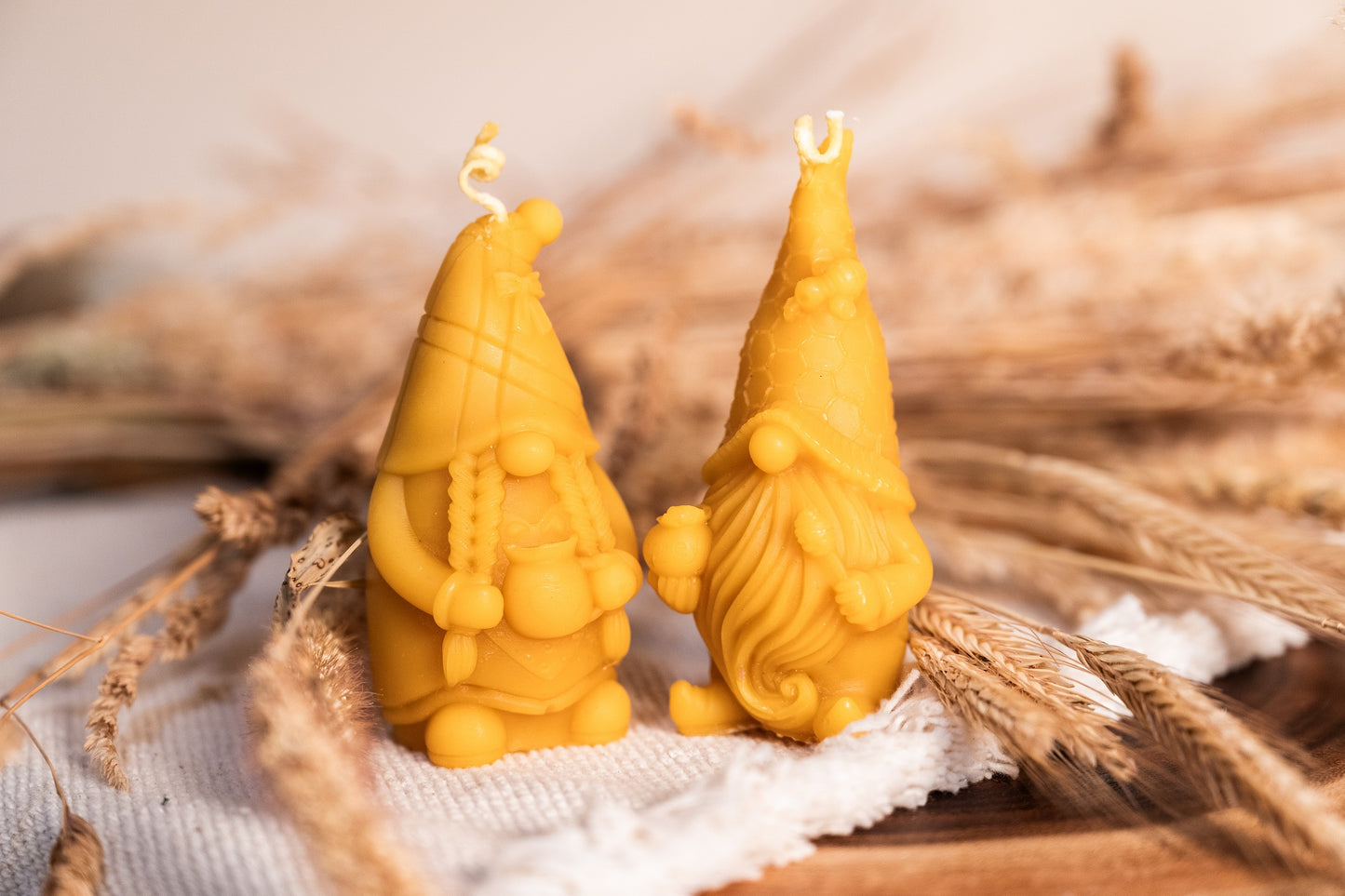 Gnomes-beeswax candles, set of two
