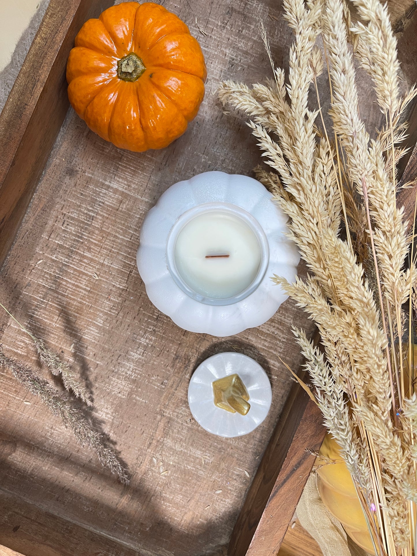 Pumpkin candle. Soy wax with wooden wick