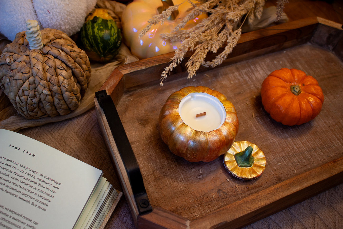 Pumpkin candle. Soy wax with wooden wick