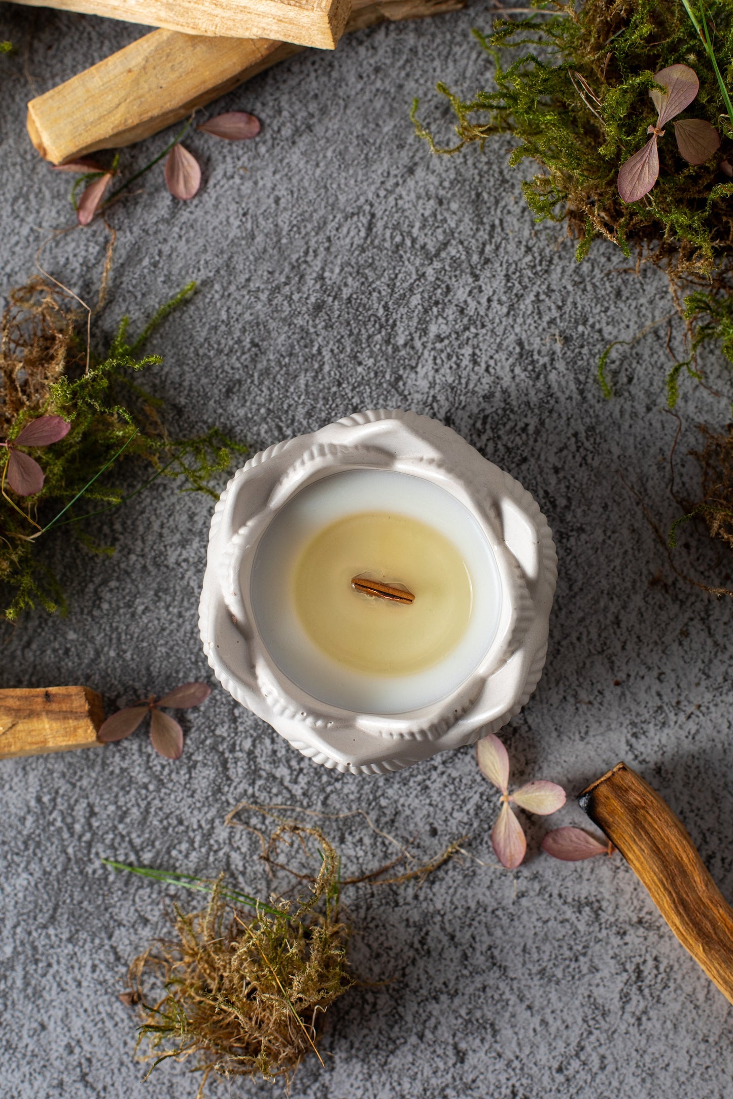Lotus soy wax candle in gypsum container
