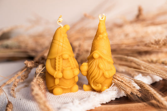 Gnomes-beeswax candles, set of two