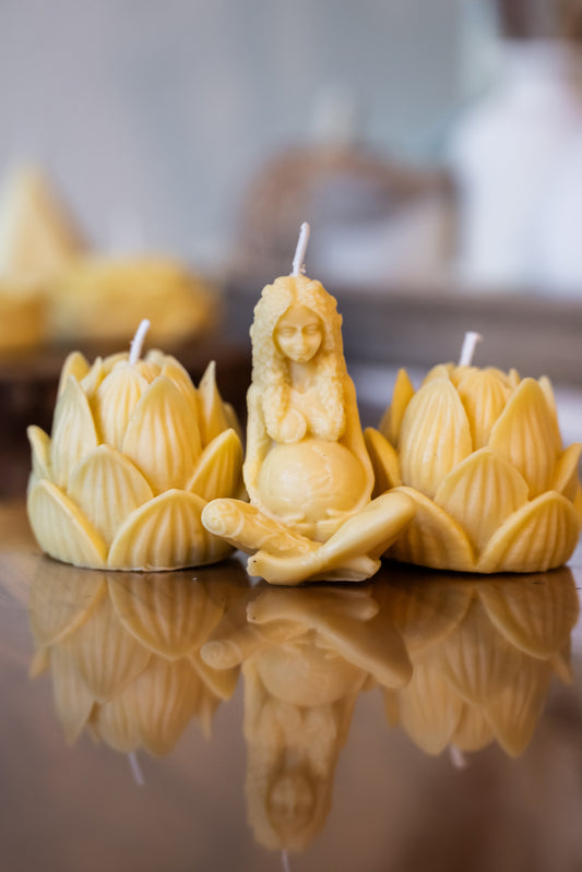 Mother Earth Beeswax Candle. Unscented