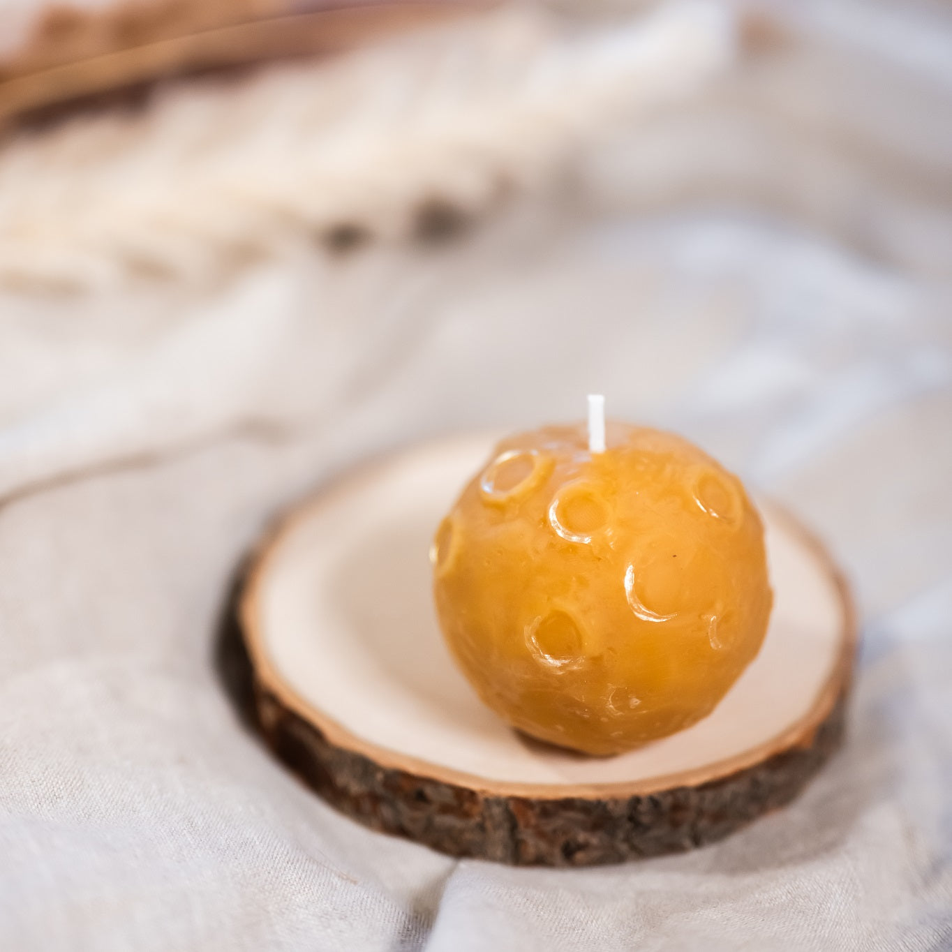 Full Moon Beeswax Candle. Unscented