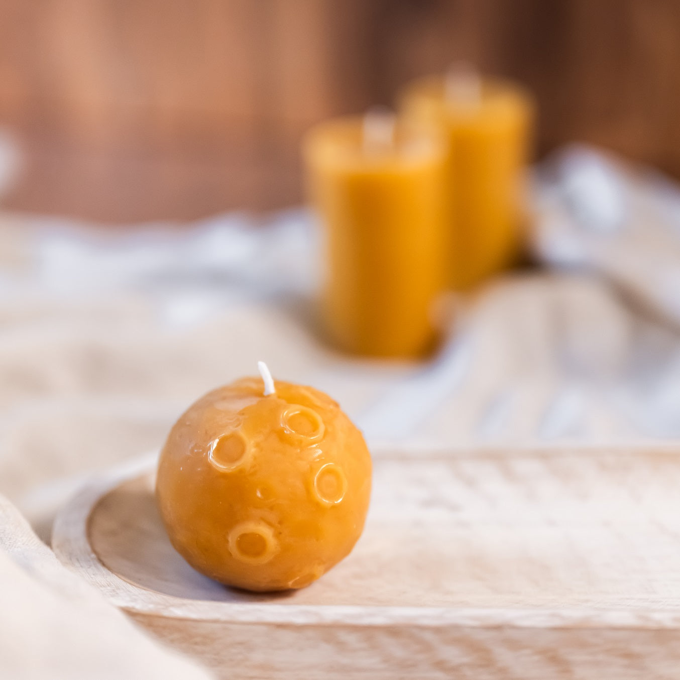 Full Moon Beeswax Candle. Unscented