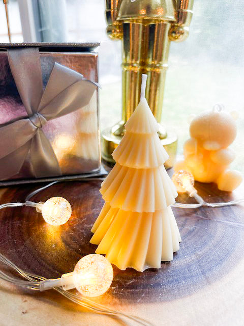 Christmas Tree Soy Wax Pillar Candle (twisted)